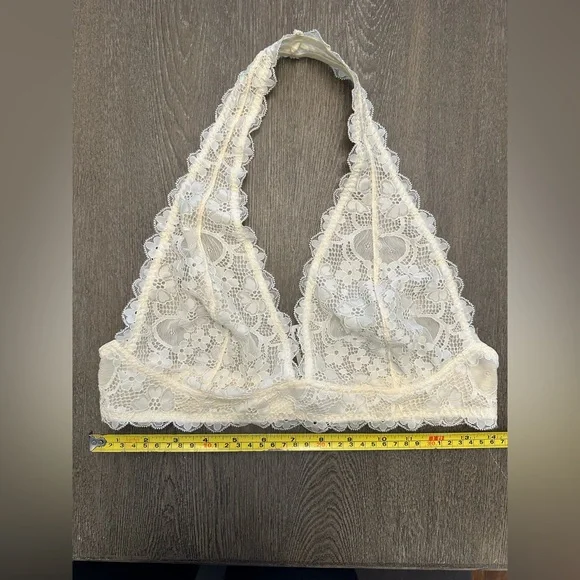 INTIMATELY FREE BY FREE PEOPLE CREAM LACE HALTER BRALETTE - Size Large SKU:20 - Picture 3 of 5